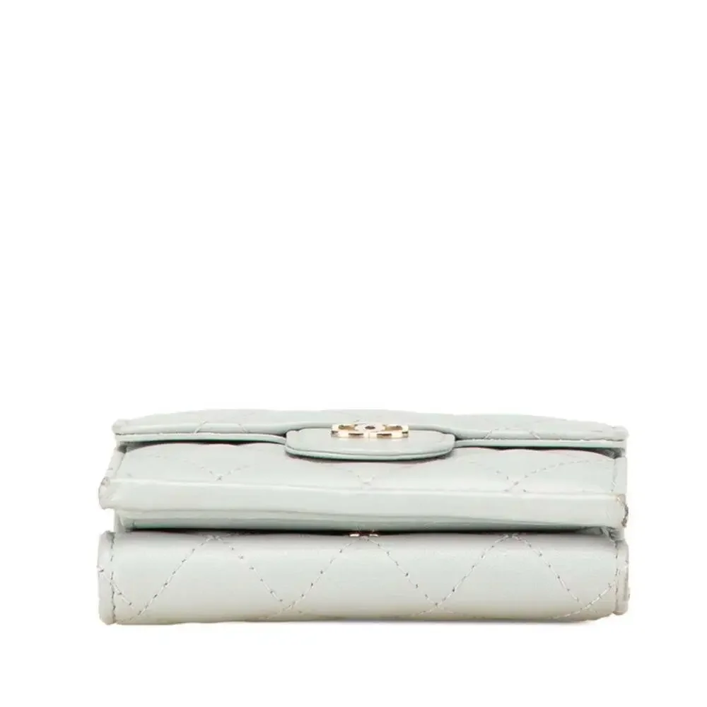 CHANEL Gray Lambskin Leather Wallet